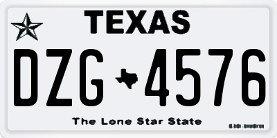 TX license plate DZG4576