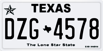 TX license plate DZG4578