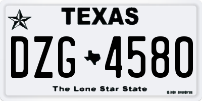 TX license plate DZG4580