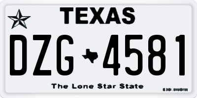 TX license plate DZG4581