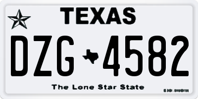 TX license plate DZG4582