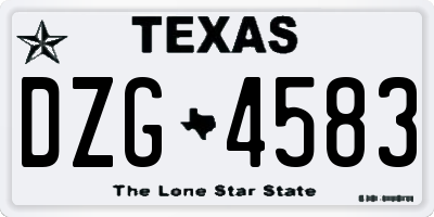 TX license plate DZG4583