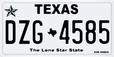 TX license plate DZG4585