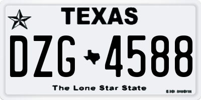 TX license plate DZG4588