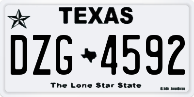 TX license plate DZG4592