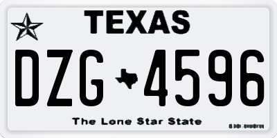 TX license plate DZG4596