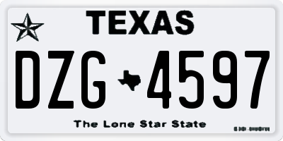 TX license plate DZG4597