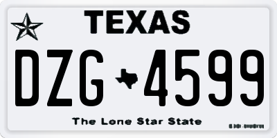 TX license plate DZG4599