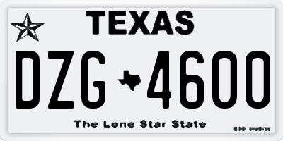TX license plate DZG4600