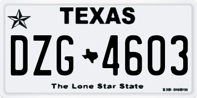 TX license plate DZG4603