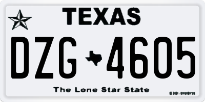 TX license plate DZG4605
