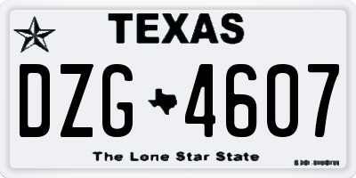 TX license plate DZG4607