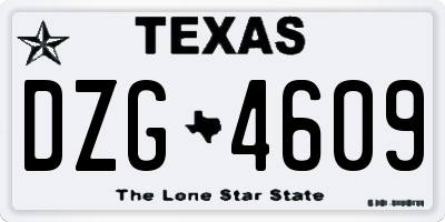 TX license plate DZG4609