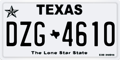 TX license plate DZG4610