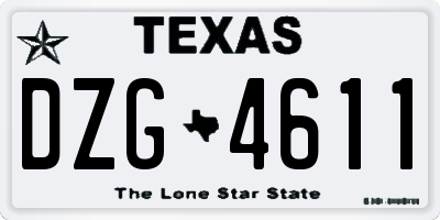 TX license plate DZG4611