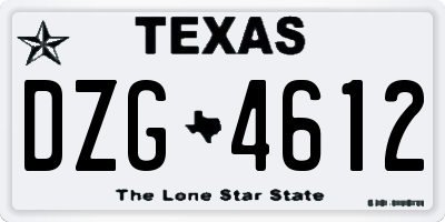 TX license plate DZG4612