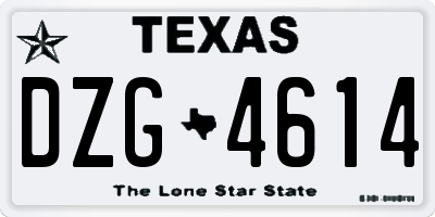 TX license plate DZG4614