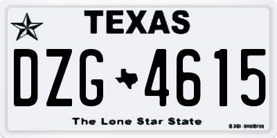 TX license plate DZG4615