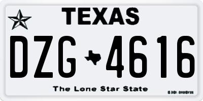 TX license plate DZG4616