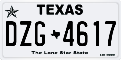 TX license plate DZG4617