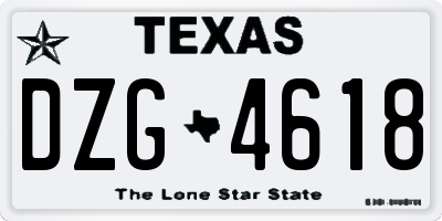TX license plate DZG4618