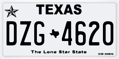 TX license plate DZG4620