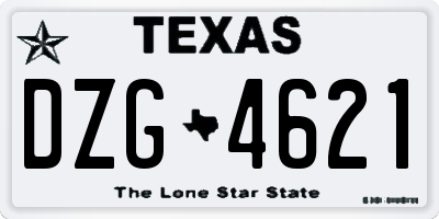 TX license plate DZG4621