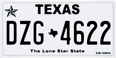 TX license plate DZG4622