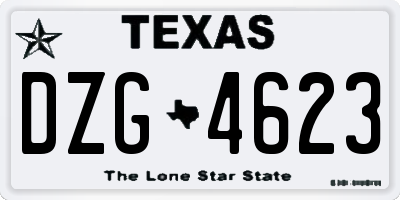 TX license plate DZG4623