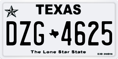 TX license plate DZG4625