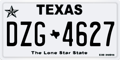 TX license plate DZG4627