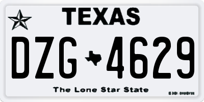 TX license plate DZG4629