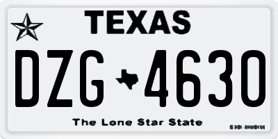 TX license plate DZG4630