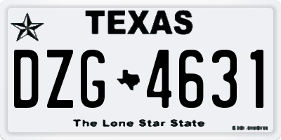 TX license plate DZG4631
