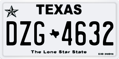 TX license plate DZG4632