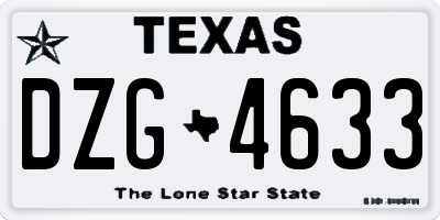 TX license plate DZG4633