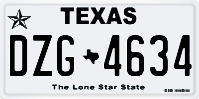 TX license plate DZG4634