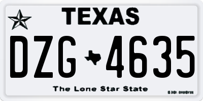TX license plate DZG4635