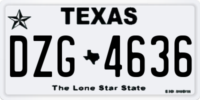 TX license plate DZG4636