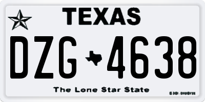 TX license plate DZG4638