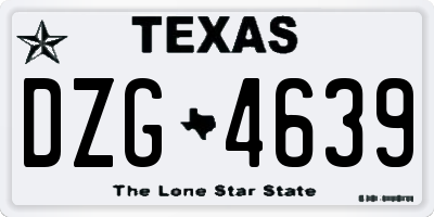 TX license plate DZG4639