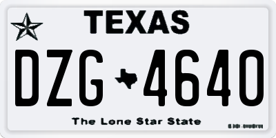 TX license plate DZG4640