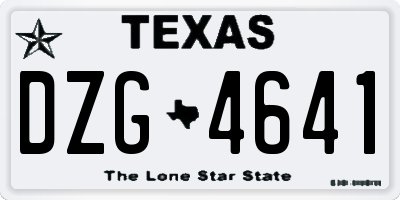 TX license plate DZG4641