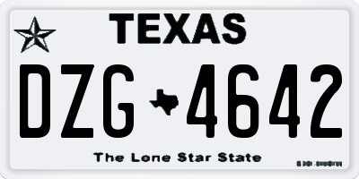 TX license plate DZG4642