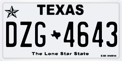 TX license plate DZG4643