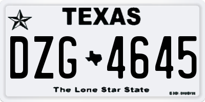 TX license plate DZG4645