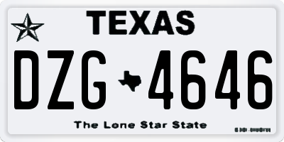 TX license plate DZG4646