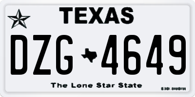 TX license plate DZG4649