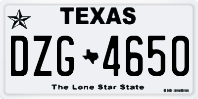 TX license plate DZG4650
