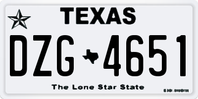 TX license plate DZG4651